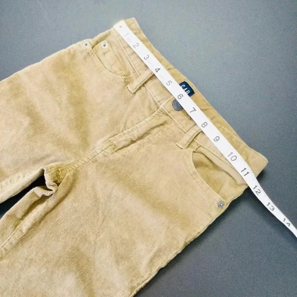 Gap Denim Boys Kids Tan Flat‎ Front Pockets Corduroy Stretch Slim Pants Size 7